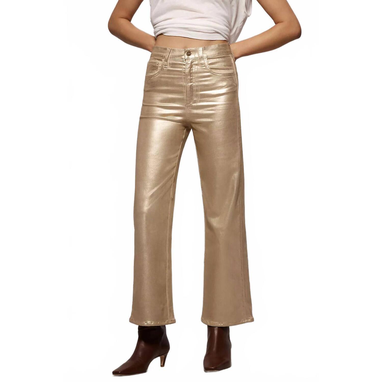 New Joe's Jeans Mia High-Rise Wide-Leg Jeans In Gold Foil